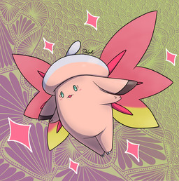 abstract_background blue_eyes clothing fairy_type hat headgear headwear pattern_background pink_body simple_background solo sparkles wings zentangle zentangle_background oracle_of_delphi nintendo pokemon pokemon_legends_z-a clefable fairy generation_1_pokemon generation_9_pokemon mega_clefable mega_evolution pokemon_(species) absurd_res hi_res