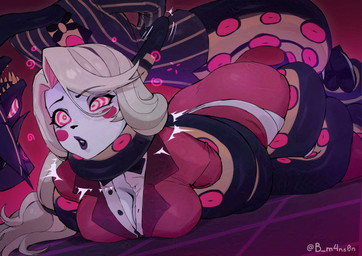 anthro apode asphyxiation big_breasts big_butt black_body black_clothing black_lips black_nose black_suit blonde_hair blush blush_stickers bow_tie breasts butt choking cleavage clothed clothing coiling coiling_around_body coiling_around_neck dominant dominant_male duo eye_contact eyelashes female female_focus footwear hair hat headgear headwear high_heels hypnosis hypnotic_eyes legless lips long_hair looking_at_another lying makeup male male/female mascara mind_control motion_lines multicolored_body on_front open_mouth pinstripe_suit red_clothing red_suit restrained_arms restrained_feet restrained_legs ringed_eyes serpentine sharp_teeth shirt shoes spiral submissive submissive_female suit tail_around_neck teeth top_hat topwear two_tone_body unbuttoned_shirt white_body white_skin yellow_body b_m4ns0n hazbin_hotel hellaverse charlie_morningstar sir_pentious_(hazbin_hotel) demon demon_humanoid draconcopode humanoid naga reptile scalie snake 2025 alternate_version_at_paywall hi_res