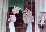 1970s advertisement animated anthro arm_&_hammer butler champagne_glass city cityscape clothing dialogue domestic_cat duo duo_focus eyewear felid feline felis female glasses group inside long_playtime mammal odor richard_williams sound tail talking_to_another traditional_media_(artwork) webm