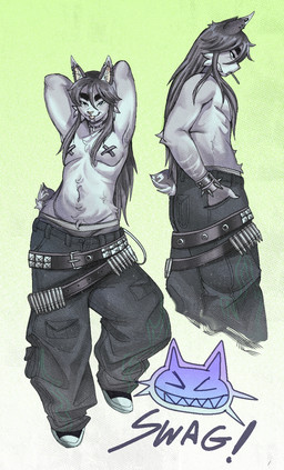 ambiguous_anthro ambiguous_gender anthro bangs belly_tuft belt biped black_bottomwear black_clothing black_footwear black_jeans black_pants black_shoes black_sneakers blep bottomwear bracelet cheek_tuft chin_piercing closed_smile clothed clothed_ambiguous clothed_anthro clothing countershade_face countershade_tail countershade_torso countershading denim denim_bottomwear denim_clothing dimple dipstick_ears ear_markings ear_piercing ears_front emoji eyebrows facial_tuft flat_chested fluffy fluffy_tail footwear front_view frown fur furrowed_eyebrows glare green_background grey_body grey_clothing grey_fur grey_hair grey_panties grey_underwear hair hand_in_pocket hands_behind_head helix_piercing heterochromia hip_tuft industrial_piercing inner_ear_fluff jeans jewelry lollipop_in_mouth long_hair loose_belt markings mischievous_smile monolid mouth_closed multicolored_ears multiple_belts multiple_poses navel navel_tuft necklace nipple_tape oversized_bottomwear oversized_clothing oversized_pants panties pants pants_falling_down pasties piercing playful pockets pointy_ears pose prick_ears ribs sagging_pants shoes short_tail side_view simple_background skinny_ambiguous skinny_anthro small_waist smile smirk solo spiked_bracelet spikes stripes studded_belt studs swag tail tape text thick_eyebrows tired_eyes tongue tongue_out tooth_necklace toothy_grin topless topless_ambiguous topless_anthro tuft underwear white_ear_tips white_stripes wolfertinger hitomi_(wolfertinger) bobtail_cat domestic_cat felid feline felis japanese_bobtail mammal 2026 english_text full-length_portrait hi_res pinup portrait shaded soft_shading trans_(lore) trans_woman_(lore)