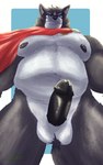 anthro ball_tuft balls belly big_balls big_belly big_moobs big_penis bodily_fluids body_hair butt erection fur genital_fluids genitals huge_penis leaking_precum looking_at_viewer male moobs muscular muscular_male navel nipples nude overweight pecs penis precum simple_background smile solo tail tuft lupice adastra adastra_(series) echo_project amicus_(adastra) canid canine mammal 5:8 digital_media_(artwork) hi_res