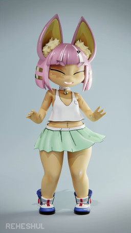 anthro bell bell_collar big_ears bottomwear clothing collar dancing eyes_closed female hair happy navel navel_piercing piercing pink_hair simple_background skirt smile solo tail yellow_body yellow_skin reheshul zy0n7_(modeler) animal_crossing nintendo ankha_(animal_crossing) domestic_cat felid feline felis mammal 3d_(artwork) 3d_animation 9:16 animated digital_media_(artwork) hi_res loop no_sound short_playtime