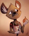 anthro apron bodily_fluids clothed clothing crying food fur inner_ear_fluff knife male multicolored_body multicolored_fur onion plant sweat tears tuft vegetable gothwolf aggretsuko sanrio haida_(aggretsuko) hyena mammal spotted_hyena 2018 archived_source digital_media_(artwork) unavailable_at_source