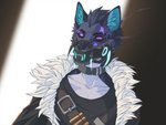 anthro clothed clothing eyebrows eyelashes looking_at_viewer male purple_eyes solo lynjox canid canine mammal 2019 4:3 animated digital_media_(artwork) short_playtime