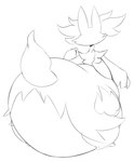 ambiguous_anthro ambiguous_gender anthro arm_tuft back_tuft barefoot big_butt biped bottom_heavy butt cheek_tuft digitigrade ears_up facial_tuft feet female fingers fluffy fluffy_tail fur fur_tuft head_turned huge_butt inner_ear_fluff monobutt morbidly_obese morbidly_obese_ambiguous morbidly_obese_anthro obese obese_ambiguous obese_anthro overweight overweight_ambiguous overweight_anthro pear-shaped_figure pseudo_clothing rear_view shoulder_tuft simple_background solo standing tail thick_thighs three-quarter_view toes tuft white_background wide_hips maddeku nintendo pokemon canid delphox generation_6_pokemon mammal pokemon_(species) 2021 black_and_white digital_drawing_(artwork) digital_media_(artwork) full-length_portrait hi_res monochrome portrait sketch