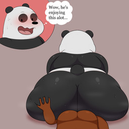 anal anthro big_butt black_body black_ears black_eyes black_fur black_nose black_tail blush blush_lines bodily_fluids brown_body brown_skin butt butt_grab duo facesitting fur hand_on_butt huge_butt lying lying_on_ground male male/male male_rimmed male_rimming male_rimming_male multicolored_body multicolored_fur on_back on_ground oral purple_background rear_view rimming rimming_male sex short_tail simple_background sitting_on_another small_ears sweat sweaty_butt tail text thick_thighs thought_bubble tongue two_tone_body two_tone_fur white_body white_fur colossalstars cartoon_network we_bare_bears panda_(we_bare_bears) bear giant_panda human mammal 1:1 2023 absurd_res digital_media_(artwork) english_text hi_res