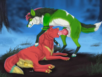 animal_genitalia animal_penis balls blowjob_face butt canine_genitalia canine_penis deep_throat duo erection fellatio fellatio_from_feral feral feral_on_feral feral_penetrated feral_penetrating feral_penetrating_feral forest genitals green_body intraspecies knot knotted_penis knotting licking male male/male male_penetrated male_penetrating male_penetrating_male oral oral_penetration paws penetration penile penile_penetration penis plant red_body sex sheath snow suction tail throat tongue tree winter shtoltz valiberite kazuya_violet_deathcoil tiny_the_coyote canid canine canis coyote domestic_dog mammal wolf 2d_animation animated artist_collaboration loop