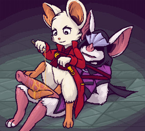 animal_genitalia animal_penis anthro armor bdsm big_ear big_penis biped bondage bottomless bottomless_anthro bottomless_female bottomless_male bound clothed clothing coat duo erection feet female foot_fetish foot_on_penis foot_play fur genitals headgear helmet huge_penis hyper hyper_genitalia hyper_penis lying male male/female notched_ear on_back paws penis pink_nose potion potion_bottle pouring pouring_on_penis purple_clothing purple_topwear red_clothing red_coat red_topwear topwear vulva whip white_body white_fur gmad mina_the_hollower yacht_club_games mina_(mina_the_hollower) thorne_(mina_the_hollower) bat mammal mouse murid murine rodent 2026 digital_media_(artwork)