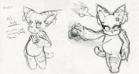 angry anthro belly big_ears eyebrows eyelashes inner_ear_fluff male paws solo stripes tail tuft kemotobi ambiguous_species 2012 traditional_media_(artwork)