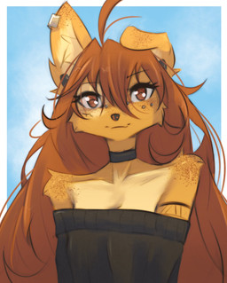 anthro anti-eyebrow_piercing arm_tattoo biped border bridge_piercing brown_eyes brown_hair cheek_piercing choker clothed clothed_anthro clothed_female clothing countershade_fur countershade_torso countershading ear_piercing ear_ring facial_piercing female flesh_tunnel front_view fur gauged_ear hair inner_ear_fluff jewelry looking_at_viewer necklace nose_piercing one_ear_up piercing ring_piercing smile solo tan_body tan_fur tattoo topwear tuft white_border tinygaypirate apogee_(tinygaypirate) canid canine canis domestic_dog mammal 2025 digital_drawing_(artwork) digital_media_(artwork) hi_res