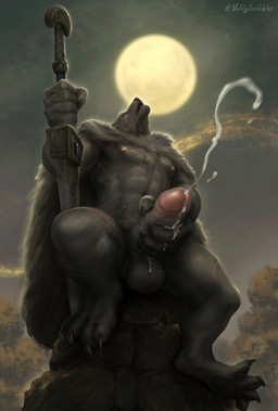 abs anthro areola armpit_hair balls blade bodily_fluids body_hair cape claws cloak clothing cum curling_toes ejaculation erection eyes_closed feet front_view fur genital_fluids genitals grey_body grey_fur howl humanoid_genitalia humanoid_penis male male_anthro masturbation melee_weapon muscular muscular_anthro muscular_male night nipples nude pawpads paws pecs penis plant scar sitting solo sword tree tuft vein weapon voldyscribbles elden_ring fromsoftware blaidd_(elden_ring) canid canine canis mammal wolf absurd_res hi_res