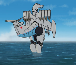 aircraft airplane anthro back_wings butt caspian_sea cloud cockpit detailed_background ekranoplan female fin grey_body jet jet_engine machine metallic_body not_furry nude nude_anthro nude_female outside partially_submerged rear_view russian sea sky solo soviet_union standing_in_water tail tail_fin thick_thighs vehicle water wings qwerty1989 alekseyev_central_hydrofoil_design_bureau lun-class_ekranoplan aeromorph living_aircraft living_machine living_vehicle