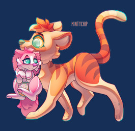 age_difference ambiguous_feral ambiguous_gender bite blue_eyes bodily_fluids carrying_another clothed clothing diaper digitigrade duo eyelashes feral floppy_ears fur genital_fluids green_eyes green_nose head_tuft lop_ears mouth_hold orange_body orange_fur pawpads paws pink_body pink_fur pink_nose pink_pawpads raised_tail scruff_bite scruffed scruffing simple_background snout tail tan_body tan_fur transparent_background tuft unclean_diaper urine used_diaper walking wearing_diaper wet_diaper yellow_sclera young young_ambiguous young_feral mintychipart canid canine canis domestic_cat domestic_dog felid feline felis mammal 2025 alpha_channel digital_drawing_(artwork) digital_media_(artwork) hi_res krita_(artwork) shaded