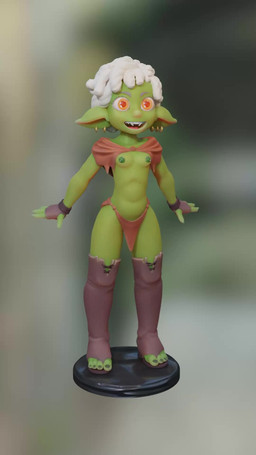 4_fingers 4_toes bottomwear breasts clothing ear_piercing ear_ring feet female fingers gloves green_body green_skin hair handwear legwear loincloth nipple_piercing nipples not_furry open_mouth piercing ring_piercing simple_background smile solo standing thigh_highs toes white_hair akaece goblin humanoid 3d_(artwork) 9:16 animated digital_media_(artwork) hi_res no_sound short_playtime turntable_(animation) video