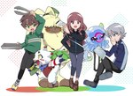 anthro blue_eyes blush brown_hair female feral grey_hair group hair male smile tongs tools hata4455ori bandai_namco digimon digimon_ghost_game angoramon_(ghost_game) gammamon_(ghost_game) hiro_amanokawa jellymon_(ghost_game) kiyoshiro_higashimitarai ruri_tsukiyono angoramon digimon_(species) gammamon human jellymon mammal hi_res