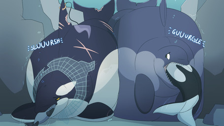 belly big_belly black_body cannibalism duo female female_pred feral feral_pred feral_prey grey_body male overweight scar stuck_together underwater vore water yellow_eyes dolphinproject hera_(reececav27) aquatic cetacean dolphin mammal oceanic_dolphin orca pinniped seal toothed_whale 16:9 2026 hi_res widescreen