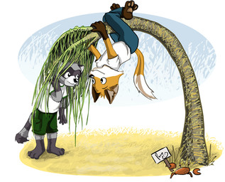 anthro black_body black_fur black_nose blue_bottomwear blue_clothing blue_pants bottomwear clothed clothing dipstick_tail fur green_bottomwear green_clothing green_shorts grey_body grey_fur group holding_object holding_sign in_tree male male_anthro markings mouth_closed orange_body orange_fur palm_tree pants plant shirt shorts sign standing striped_markings striped_tail stripes t-shirt tail tail_markings topwear tree trio upside_down white_body white_clothing white_fur white_shirt white_t-shirt white_topwear young young_anthro young_male pandapaco art_(pandapaco) biro_(pandapaco) arthropod canid canine crab crustacean decapod fox malacostracan mammal procyonid raccoon