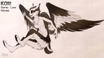 anthro back_wings black_body black_feathers black_fur black_nose black_pawpads breasts ear_tuft feathers featureless_breasts feet female fur hindpaw nude open_mouth orange_eyes pawpads paws pink_tongue short_tail simple_background solo tail text tongue tuft white_background white_body white_feathers white_fur wings falvie accipitriform avian bird felid feline hybrid lynx mammal osprey 2013 character_name digital_drawing_(artwork) digital_media_(artwork) flat_colors full-length_portrait model_sheet portrait