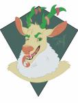 anthro antlers fur horn looking_at_viewer male solo teeth tongue tongue_out adeloo deer mammal hi_res