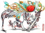 black_nose female feral fur markings open_mouth quadruped snarling solo tail white_body white_fur pearleden capcom clover_studio okami_(capcom) amaterasu_(okami) shiranui_(okami) canid canine canis deity mammal wolf