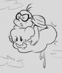 anthro bodily_fluids cloud cum duo genital_fluids male ponchuzn mario_bros nintendo animate_inanimate koopa lakitu lakitu's_cloud reptile scalie monochrome