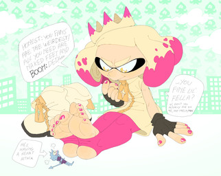 boots clothing colored_nails curling_toes dominant dominant_female duo feet female foot_fetish foot_play footwear humanoid_feet humiliation macro male male/female micro nails plantigrade shoes soles stirrups text toes zipper oddjuice nintendo nintendo_switch splatoon pearl_(splatoon) animal_humanoid aquatic aquatic_humanoid cephalopod cephalopod_humanoid humanoid inkling mollusk mollusk_humanoid english_text hi_res