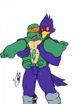 2009 3_fingers anal anal_penetration anus avian bald balls barefoot beak bird blue_eyes blue_penis blush boots butt crossover cum cum_in_ass cum_inside cum_on_penis drooling erection eyelashes eyes_closed falco_lombardi feathers footwear gay genital_slit green_penis green_skin hand_on_butt headgear hi_res holding interspecies lizard male mask michelangelo_(tmnt) mutant ninja nintendo nude one_eye_closed open_mouth pecs penetration penis raised_arm raised_leg reptile rockgaara saliva scalie spread_legs spreading stand_and_carry_position standing star_fox sweat teenage_mutant_ninja_turtles teeth tongue tongue_out turtle two_toes vein video_games yellow_skin
Rating: Explicit
Score: 1
User: forkU
Date: March 29, 2013