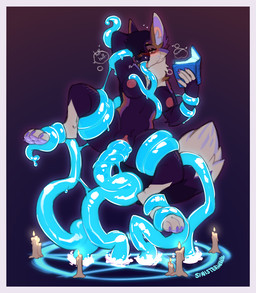 anthro anthro_penetrated blue_background breasts candle consentacles female female_penetrating genitals magic magic_user nipples nude nude_anthro nude_female oral oral_penetration penetration restrained restrained_by_tentacles simple_background solo summoning summoning_circle tentacle_in_mouth tentacle_in_vagina tentacle_penetration tentacles vaginal vaginal_penetration vulva sinisterheaven canid canine fox mammal