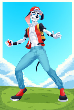 abs aged_up anthro anthrofied athletic athletic_male blush bottomwear clothed clothing footwear fur hat headgear headwear holding_object holding_pokeball male open_clothing open_topwear outside pants pokeball shoes solo standard_pokeball standing tail topwear dal101strefan 101_dalmatian_street 101_dalmatians disney nintendo pokemon dawkins_(101_dalmatians) canid canine canis dalmatian domestic_dog mammal digital_media_(artwork) hi_res
