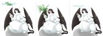 after_vore anthro belly big_belly big_breasts breasts burping digestion female female_pred group huge_belly nipples overweight simple_background text vore weight_gain white_background white_body wings grindavikbydaylight nightmarebros mythology felid mammal mythological_creature mythological_sphinx 2021 absurd_res hi_res
