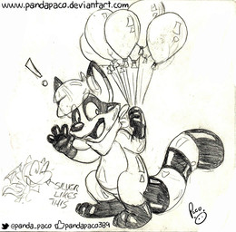 anthro duo featureless_crotch gesture gloves_(marking) holding_balloon inflatable leg_markings logo looking_at_viewer male markings nude open_mouth open_smile simple_background smile socks_(marking) solo_focus standing striped_markings striped_tail stripes tail tail_markings text waving waving_at_viewer young young_anthro young_male pandapaco animate_inanimate living_inflatable living_pool_toy mammal procyonid raccoon artist_logo monochrome signature sketch traditional_media_(artwork) url