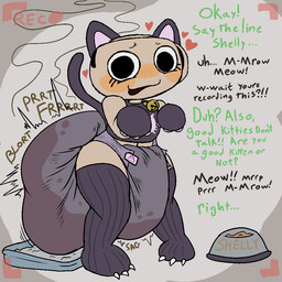 animal_noises anthro bell blort cat_ear_headband cat_food cat_outfit clothed clothing diaper diaper_under_clothing embarrassed excessive_feces fart feces female gloves handwear hyper hyper_feces hyper_soiling legwear litter_box meowing paw_gloves pet_food pooping purring recording_video roleplay seashell shell soiled_diaper soiling soiling_diaper stockings text thigh_highs unclean_diaper used_diaper using_diaper wearing_diaper tripledeckerxia blushcrunch_studio dandy's_world shelly_(dandy's_world) 1:1 english_text