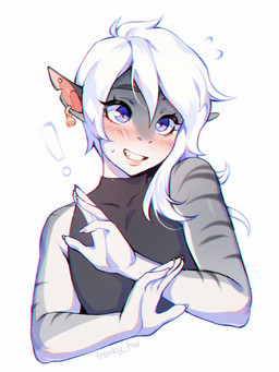 ambiguous_gender blush furgonomic_piercing furgonomics humanoid_hands piercing smile solo striped_body stripes frenky_hw aquatic fish humanoid shark bust_portrait portrait