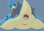 1_horn 2023 anal anal_penetration animal_genitalia animal_pussy anus bedroom_eyes blue_background blue_body blush digital_drawing_(artwork) digital_media_(artwork) female feral generation_1_pokemon genitals hi_res horizontal_pussy horn improvised_sex_toy lapras looking_at_viewer looking_back looking_back_at_viewer marine multicolored_body narrowed_eyes nintendo object_in_ass open_mouth penetration pokeball pokeball_in_ass pokeball_insertion pokemon pokemon_(species) pussy rear_view seductive shell simple_background solo tail tailbutt tan_body wide_crotch xeniyy
