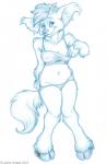 anthro biped breasts clothed clothing female flashing hooves horn looking_at_viewer navel nipples skimpy solo standing underwear undressing curiodraco bovid canid canine canis caprine domestic_dog goat hybrid mammal papillon toy_dog kori_(disambiguation) monochrome sketch