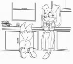 age_difference all_fours anthro ass_up blush butt casual_nudity clothed clothing duo female footwear fully_clothed inside kneeling looking_at_another looking_at_butt male mostly_nude older_female plumber raised_tail shaking_butt sink standing tail young young_anthro young_male younger_male lkiws sega sonic_the_hedgehog_(series) miles_prower vanilla_the_rabbit canid canine fox lagomorph leporid mammal rabbit 2d_animation animated black_and_white frame_by_frame hi_res monochrome short_playtime