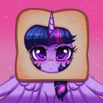 blush bread female feral food fur hair horn looking_at_viewer purple_body purple_eyes purple_fur purple_hair solo wings confetticakez friendship_is_magic hasbro my_little_pony mythology twilight_sparkle_(mlp) equid equine mammal mythological_creature mythological_equine winged_unicorn 1:1 absurd_res hi_res