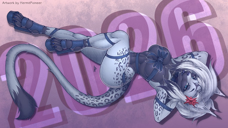 anthro big_breasts breasts clothing female footwear looking_at_viewer shoes small_waist smile smiling_at_viewer solo tongue tongue_out hermitpioneer felid feline lynx mammal hi_res