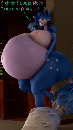 4_toes accessory anthro areola belly big_belly big_breasts big_butt blue_body blue_fur blue_hair breasts butt colored_nails dialogue feet female fingers fur furgonomics hair huge_breasts huge_butt inside jewelry markings nails nipples nude pregnant pregnant_anthro pregnant_female ring solo tail tail_accessory tail_jewelry tail_ring text toes tribal tribal_markings white_body white_fur white_nails coriponer warfaremachine_(modeler) nintendo star_fox krystal_(star_fox) warfare_krystal canid canine fox mammal 2023 3d_(artwork) 4k 9:16 absurd_res digital_media_(artwork) english_text hi_res source_filmmaker_(artwork)