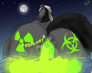 ambiguous_gender anus big_butt butt feces fur glowing hair hazard_symbol looking_back macro nude pooping radiation_symbol radioactive radioactive_waste size_difference smile solo space star symbol tail terra_macro tongue sparktra12 jack_(zorojack) equid equine horse mammal digital_media_(artwork) hi_res