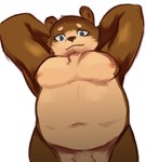 anthro arms_bent male mouth_closed overweight overweight_male raised_arms solo throwback nyanhan bear mammal absurd_res hi_res