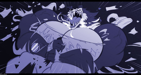 anthro big_breasts big_muscles black_bars breast_expansion breasts claws clothing expansion female fur growth huge_breasts huge_muscles hyper hyper_breasts hyper_muscles multicolored_body multicolored_fur muscle_growth muscular muscular_anthro muscular_arms muscular_female solo tongue tongue_out torn_clothing transformation vein veiny_muscles lerntern mythology road_rovers colleen_(road_rovers) canid canine canis domestic_dog herding_dog mammal mythological_canine mythological_creature pastoral_dog sheepdog werecanid werecanine werecreature werewolf hi_res letterbox