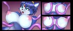 accessory anthro areola big_breasts black_nose blue_body blue_eyes blue_fur blue_hair breasts circlet eyebrows eyelashes female fur glistening glistening_breasts hair hair_accessory hairband nipples nude open_mouth solo tentacle_on_breast tentacles white_body white_fur stylesuns nintendo star_fox krystal_(star_fox) canid canine fox mammal 2024 hi_res