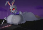 anthro big_breasts big_butt breasts butt female huge_breasts knife landscape_dwarfing macro solo r-rova five_nights_at_freddy's scottgames vanny_(fnaf) lagomorph leporid mammal rabbit hi_res