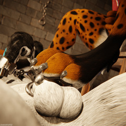 animal_genitalia animal_penis anthro anthro_on_anthro arms_tied ball_gag balls basement bdsm biped black_body black_fur blindfold blue_body blue_fur blue_penis bodily_fluids bondage bound brown_body brown_fur canine_genitalia canine_penis chain chained chained_cuffs chair chastity_cage chastity_device claws clothed clothing cuff_(restraint) cum cum_on_chastity_cage depth_of_field dominant dungeon duo erection feet foot_fetish foot_on_face foot_on_penis foot_play fur furniture gag gagged genital_fluids genitals grey_body grey_fur hair hands_tied hindpaw inside knot legs_tied lying lying_on_ground male male/male metal_cuffs multicolored_body muzzle_(object) muzzled nude on_chair on_ground open_mouth orange_body orange_fur orgasm_denial paws penis reflection restraints sensory_deprivation sitting sitting_on_chair slim slim_anthro slim_male slim_sub smile submissive submissive_male tail teasing white_body white_fur dragonplayer dragonplayer_(character) lavernicus canid canine canis fox hybrid jex mammal rexouium 1:1 3d_(artwork) absurd_res blender_(artwork) blender_cycles_(artwork) digital_media_(artwork) hi_res