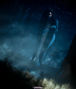 anthro areola black_hair breasts female fog hair long_hair looking_at_viewer nipples nude red_eyes solo steamyart hasbro my_little_pony fan_character earth_pony equid equine horse mammal pony absurd_res hi_res