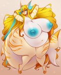 anthro areola big_breasts blue_areola blue_nipples breasts female hair huge_breasts nipples nude obese obese_female overweight overweight_female simple_background solo bunnywhiskerz sasha_sweets fish marine shark 2022 digital_media_(artwork) shaded