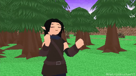 acid ambiguous_gender belt belt_buckle biped black_eyes black_hair blue_eyes blue_text brown_belt brown_clothing brown_topwear buckle calling_out clothed clothed_female clothed_humanoid clothing dialogue duo eyes_closed female feral fur grass green_text hair hat headgear headwear humanoid_pointy_ears leaf long_hair low_poly magic magic_spell magic_user music open_mouth plant pointy_ears quadruped sash sky talking_to_another text topwear tree tree_trunk white_body white_fur wizard_hat metroidhunter elf humanoid lagomorph leporid mammal rabbit 16:9 3d_(artwork) 3d_animation animated digital_media_(artwork) english_text meme short_playtime signature sound video widescreen
