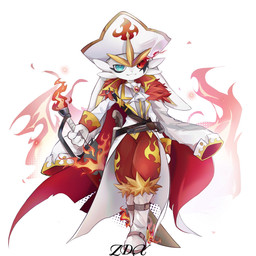 :3 ambiguous_anthro ambiguous_gender anthro bicorne big_sword blue_eyes boots clothed clothing coat eye_mist featureless_crotch fire fire_sword flintlock_pistol footwear front_view fur_trim_(clothing) hat headgear headwear heterochromia holding_melee_weapon holding_object holding_sword holding_weapon holstered_pistol looking_at_viewer melee_weapon pirate red_eyes shoes simple_background solo standing sword topwear weapon white_background white_boots white_clothing white_coat white_footwear white_topwear zdx nintendo pokemon fan_character cinderace generation_8_pokemon lagomorph mammal pokemon_(species) 1:1 2025 full-length_portrait hi_res portrait