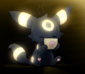 abstract_background ambiguous_gender beverage black_body black_fur black_nose chibi coffee coffee_cup coffee_mug container cup drinking eyes_closed feral fur fur_markings glowing glowing_markings heart_pawpads holding_container holding_cup holding_object markings mug multicolored_body multicolored_fur pawpads paws pink_pawpads sitting smiley_face solo tail yellow_body yellow_fur yellow_markings backsash nintendo pokemon eeveelution generation_2_pokemon pokemon_(species) umbreon 2023 icon